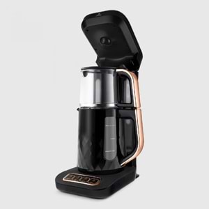 Karaca Çaysever Robotea Pro Quartz 4 in 1 Konuşan Otomatik Çay Makinesi Su Isıtıcı ve Filtre Kahve Demleme Makinesi 2500W Black Copper